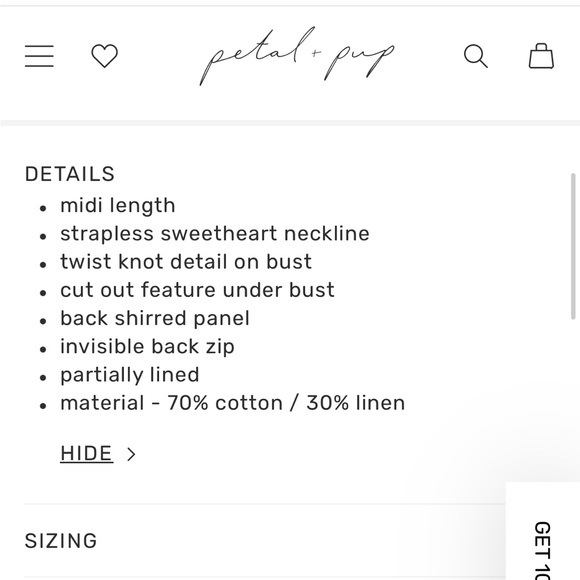 Petal & Pup Dresses Petal And Pup Rosetta White Strapless Linen